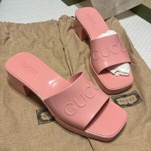 GUCCI Rubber Pink Sandal Heels
